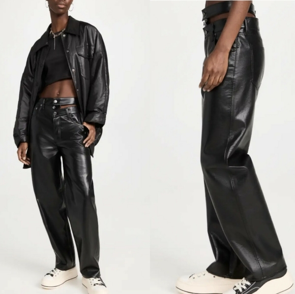 Agolde | Recyled Leather Broken Waistband Pant - Picture 9 of 14